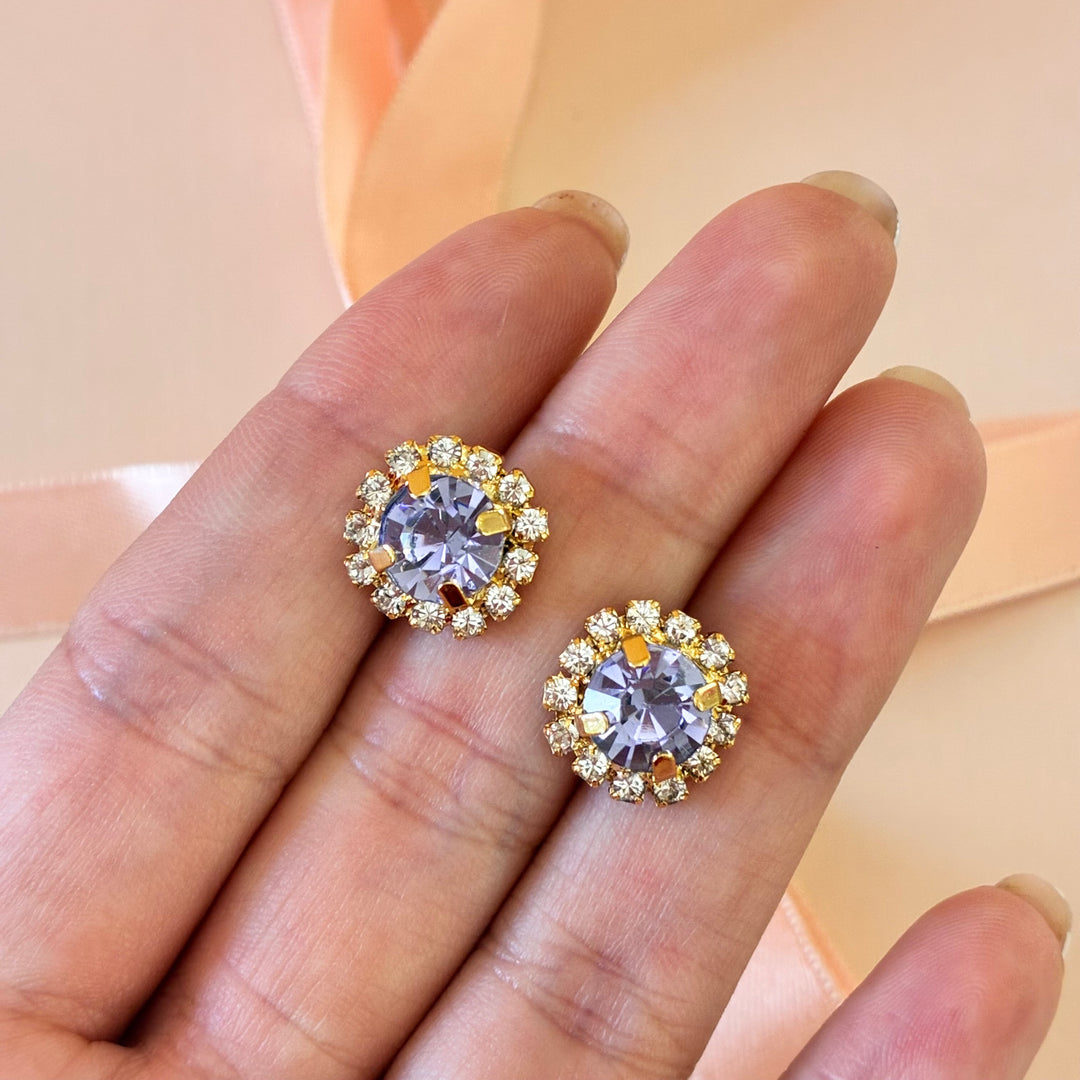 Lilac dainty Preciosa crystals gold plated set