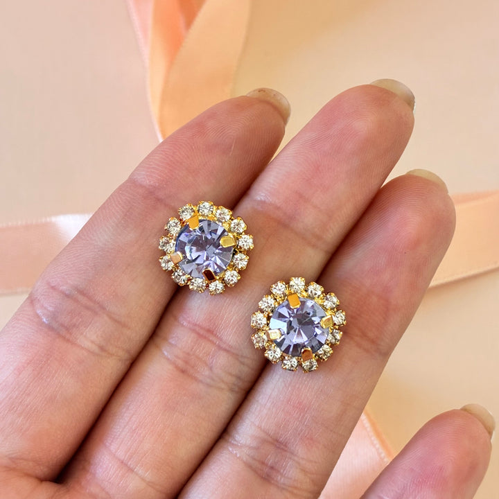 Lilac dainty Preciosa crystals gold plated set