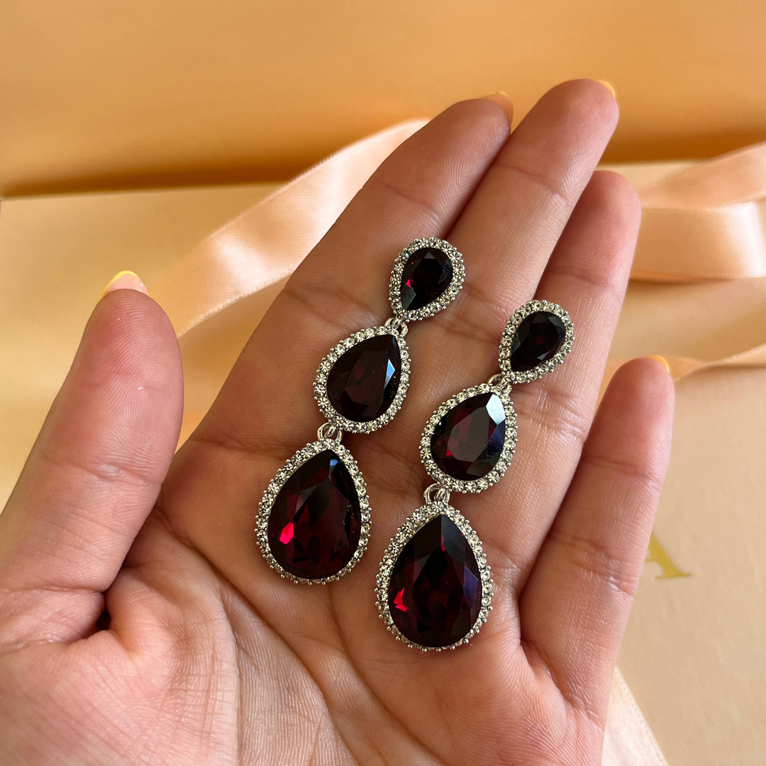 Red teardrop zircone earrings
