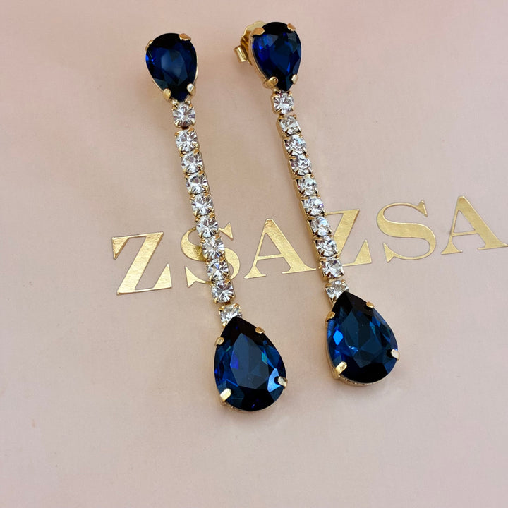 Navy blue teardrop Preciosa crystals set