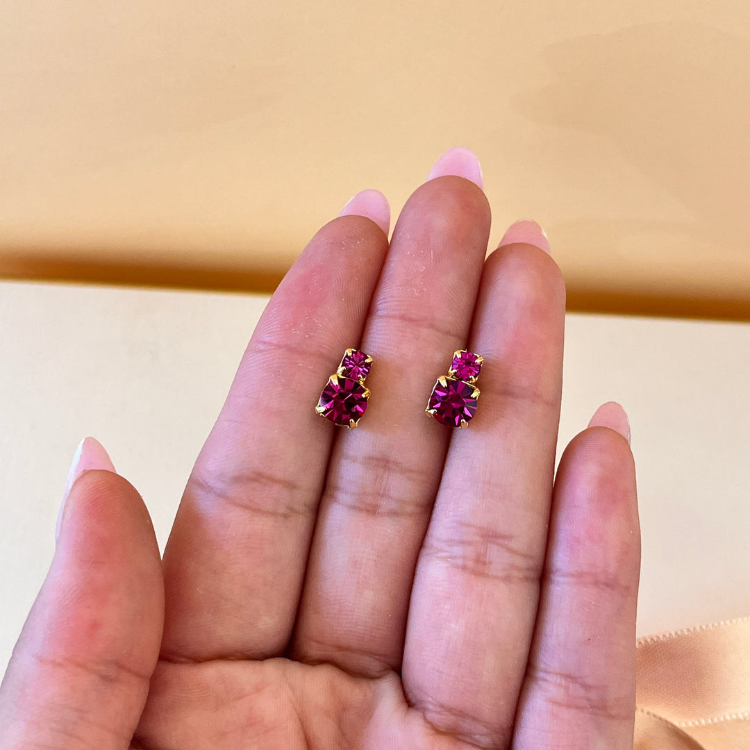 Fuchsia Swarovski crystals studs