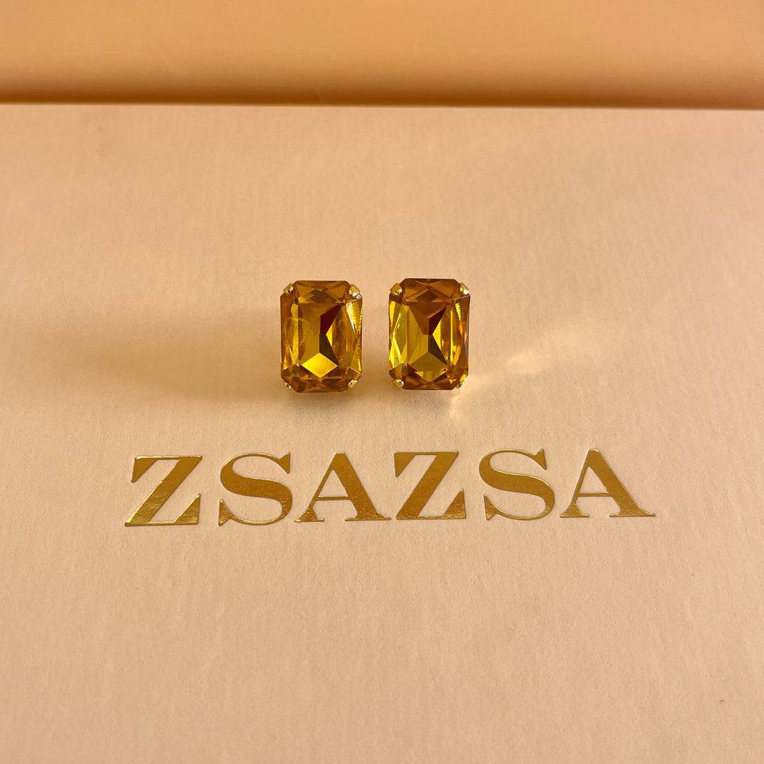 Rectangular yellow Swarovski crystals set