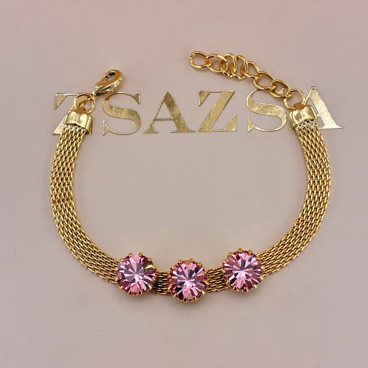 Pink Preciosa crystals gold plated set