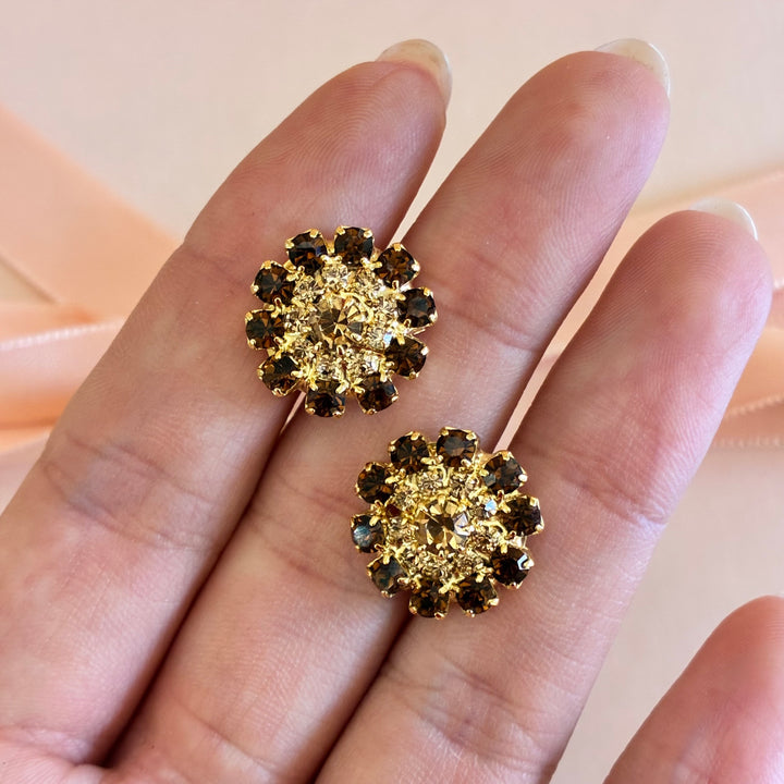 Brown with champagne flowers gold plated set