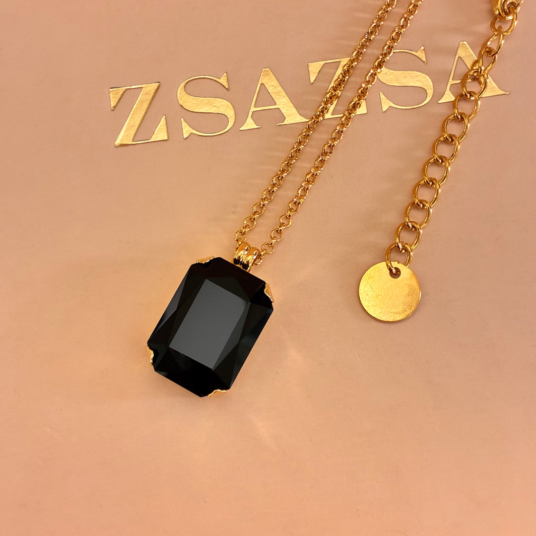 Black rectangular Preciosa crystals set