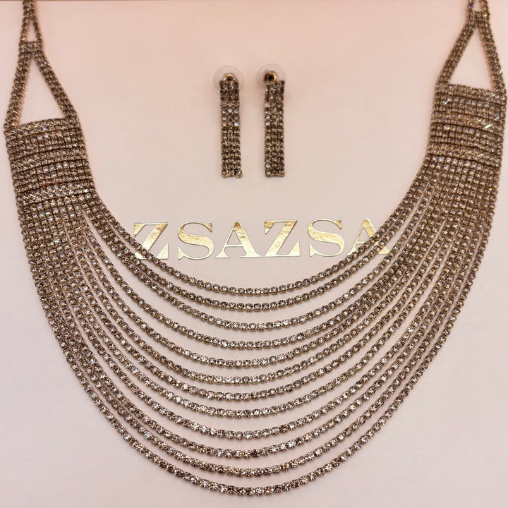 Bronze rhinestone chunky set