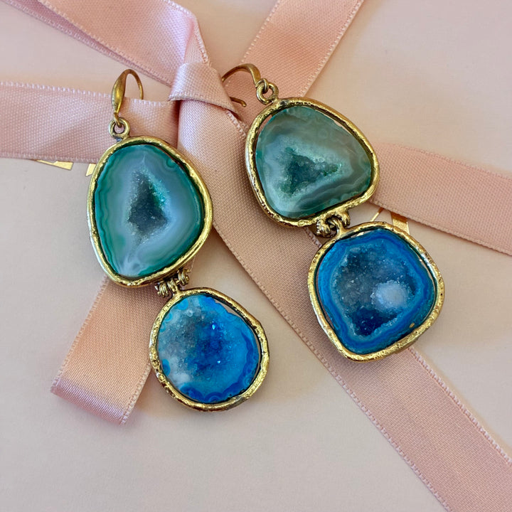 Gold plated geoda handmade set