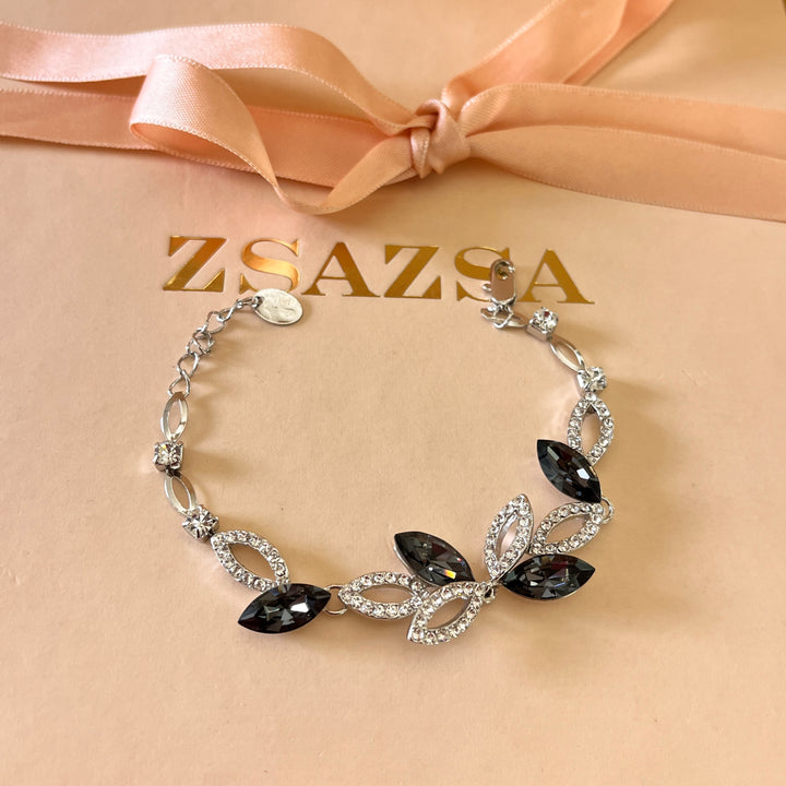 Grey marquise Swarovski crystals studs and bracelet