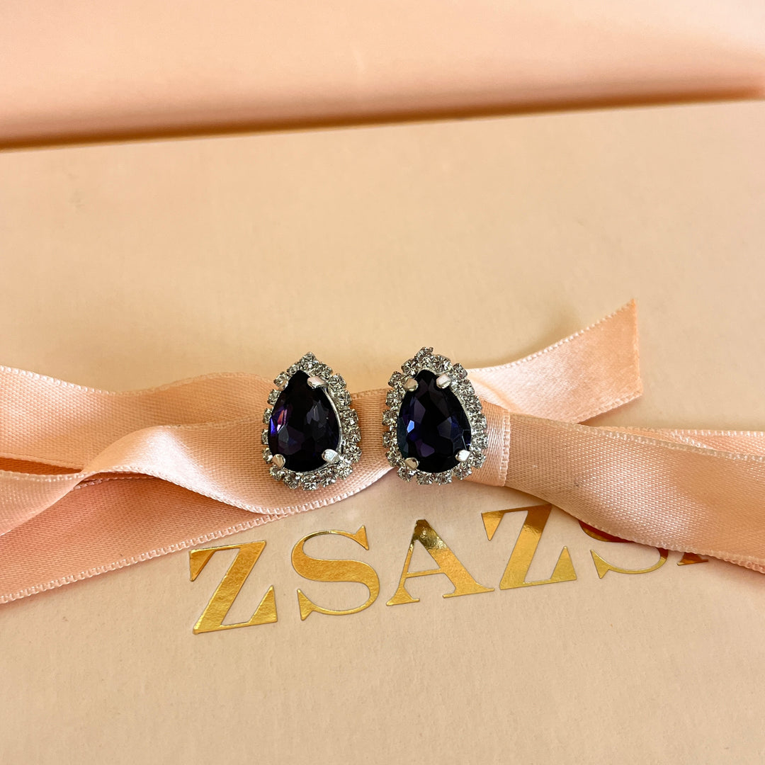 Purple teardrop preciosa crystals set