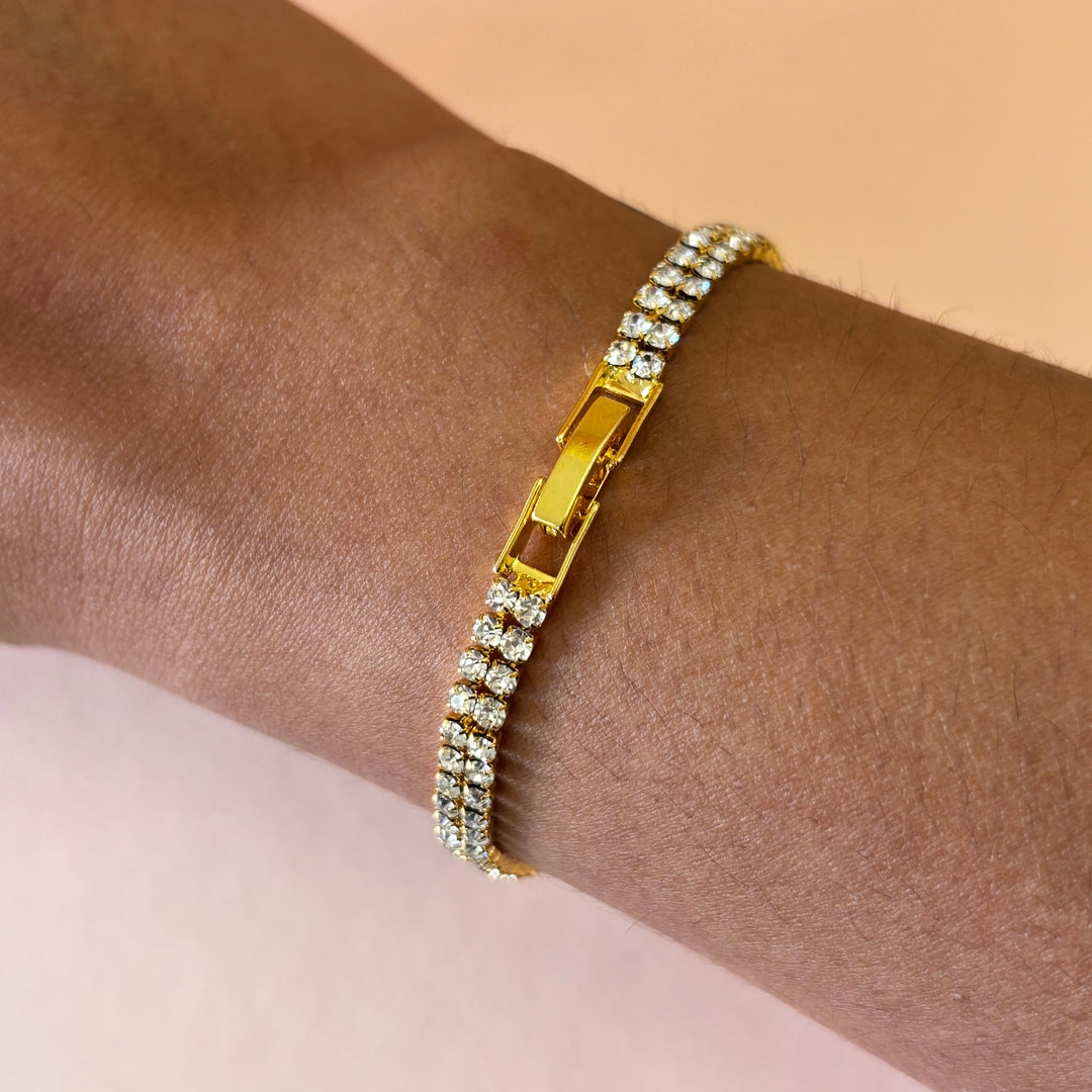 2 rows rhinestone bracelet