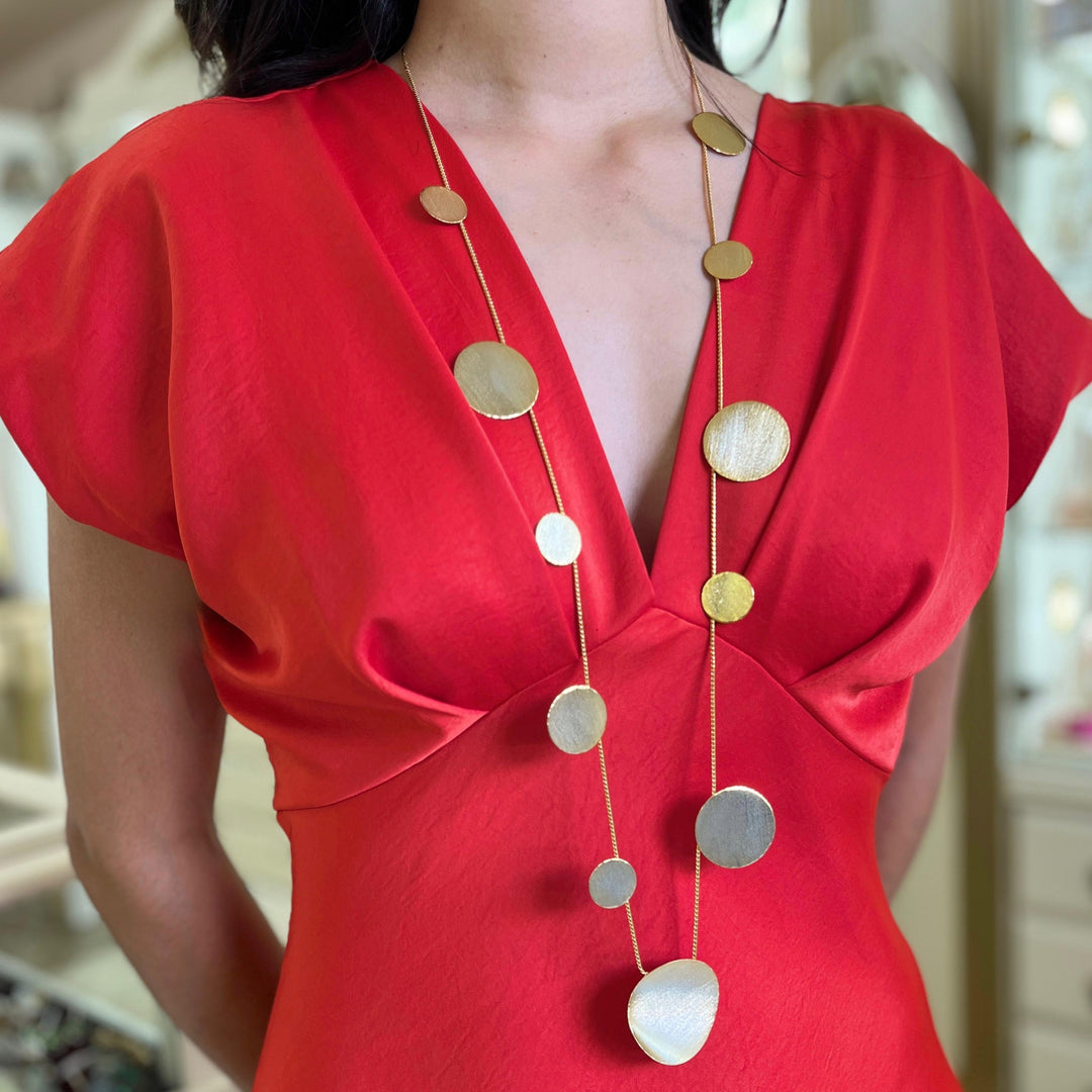 Gold handmade long necklace