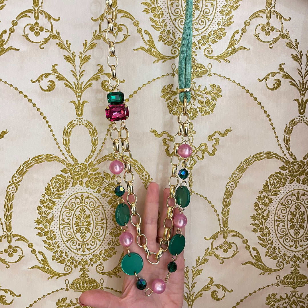 Silk cord with Swarovski crystals elements