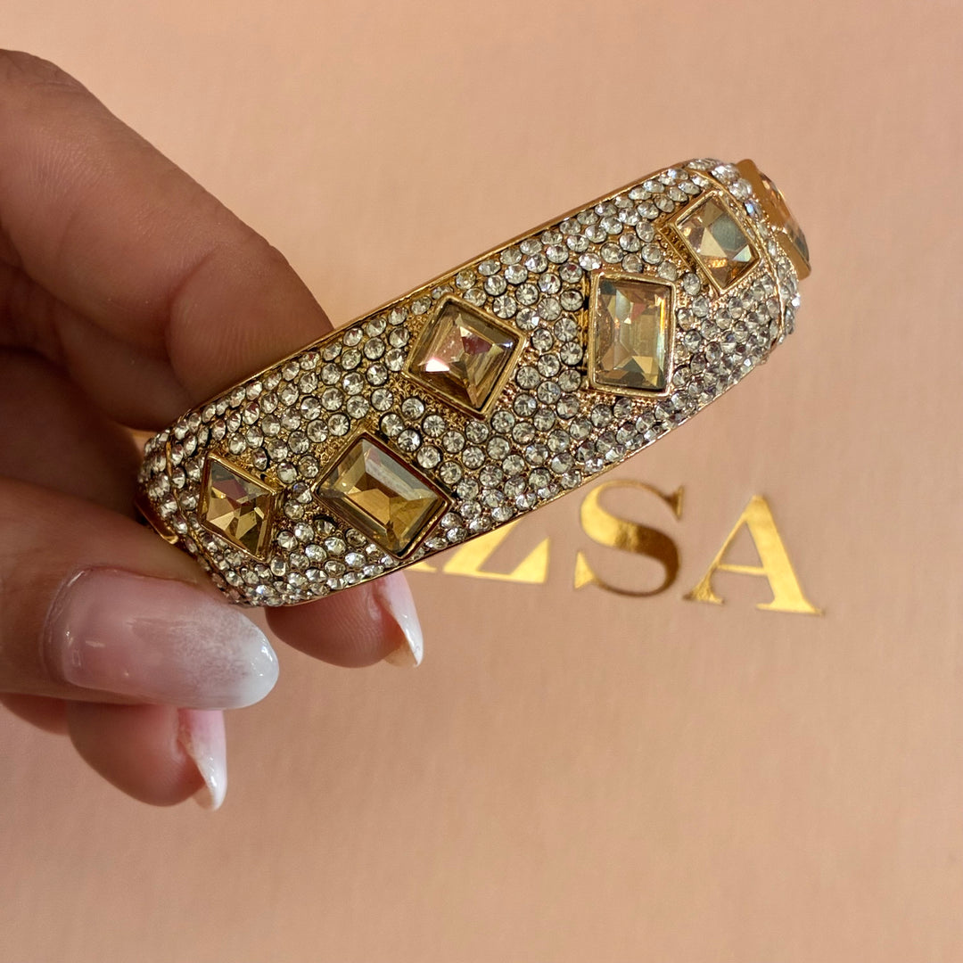 Champagne squares Swarovski crystals bangle