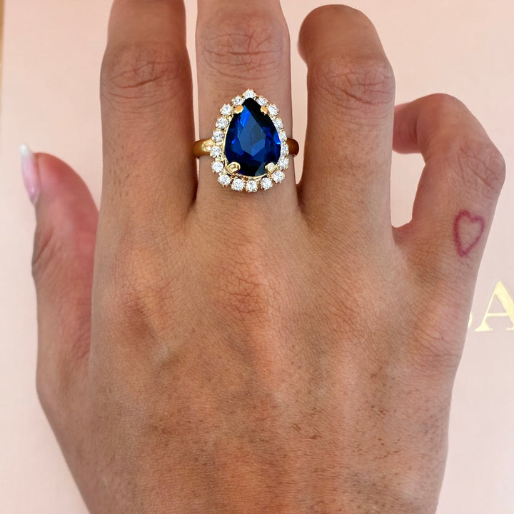 Teardrop Navy blue Preciosa crystals gold plated sets