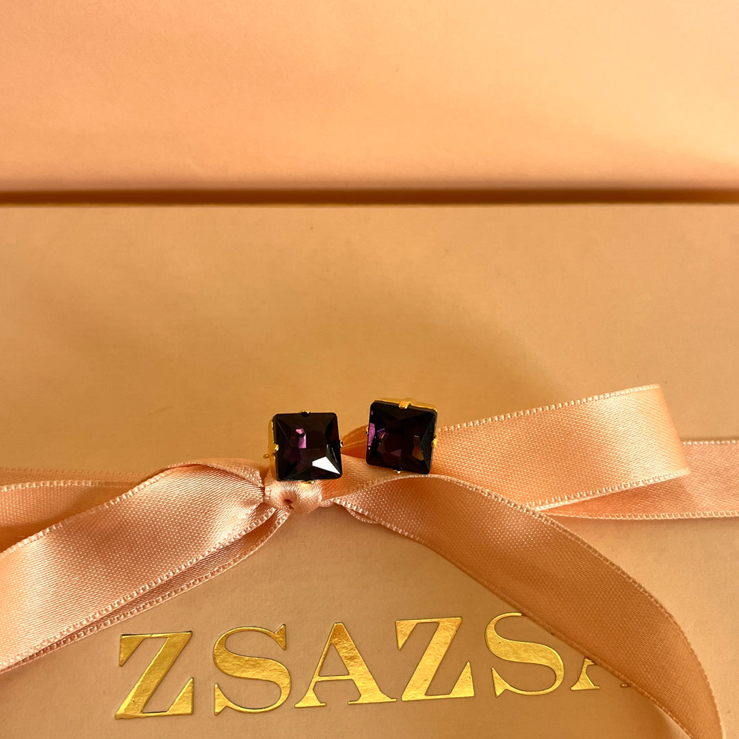 Purple preciosa crystals studs and bracelet