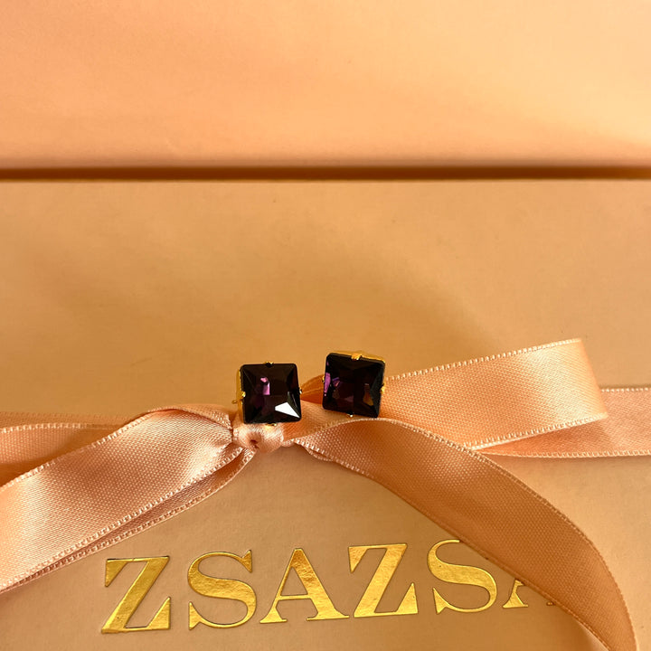 Purple preciosa crystals studs and bracelet