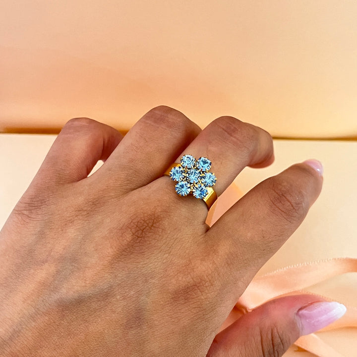Light blue Preciosa crystals flower ring
