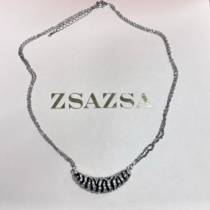 Beautiful black rhinestone silver pendant