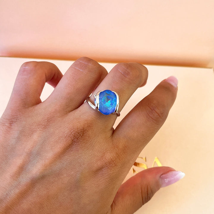 Intense light blue murano pendant & ring