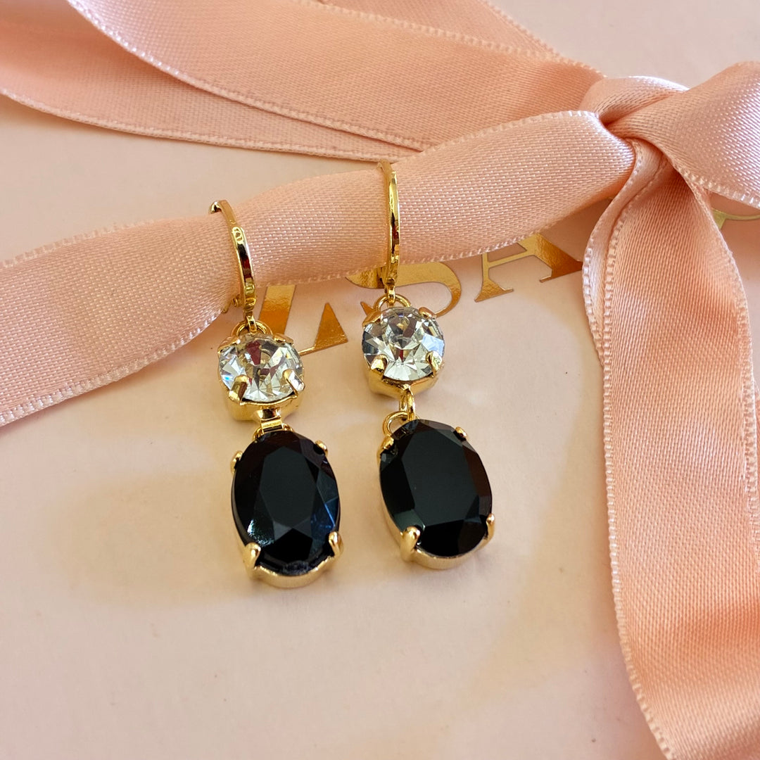 Black Preciosa crystals hooks