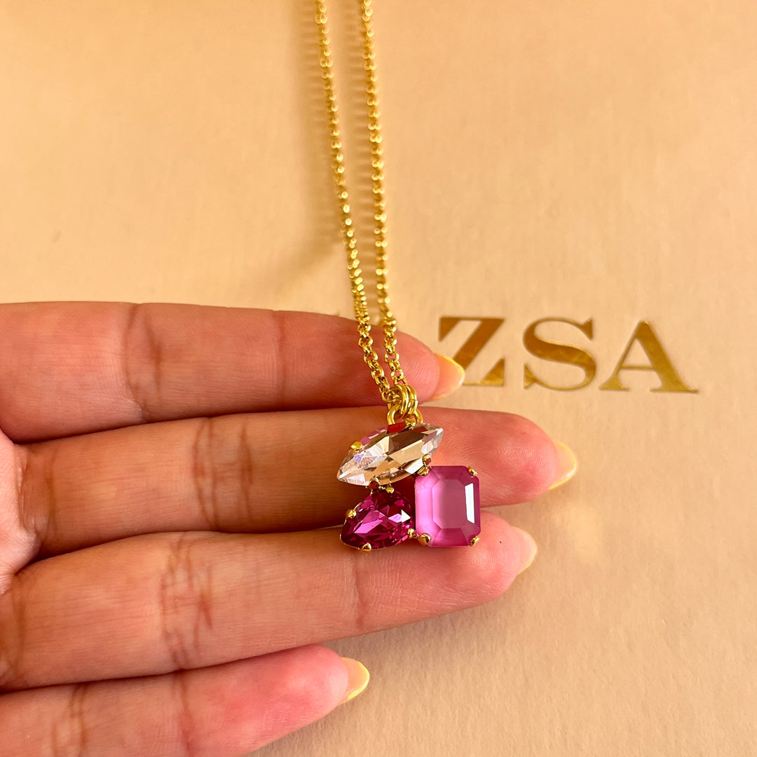 Shade of fuchsia Swarovski crystals set