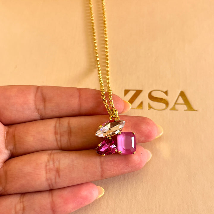 Shade of fuchsia Swarovski crystals set