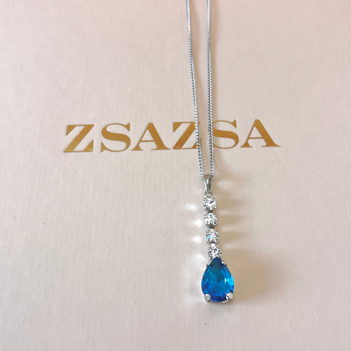 Turquoise teardrop Preciosa crystals set