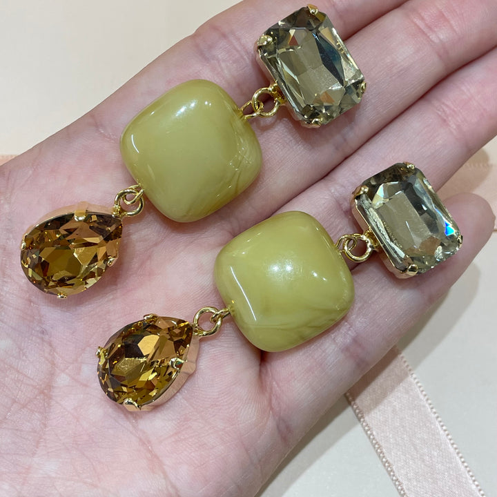 Champagne and bronze Swarovski crystals earrings