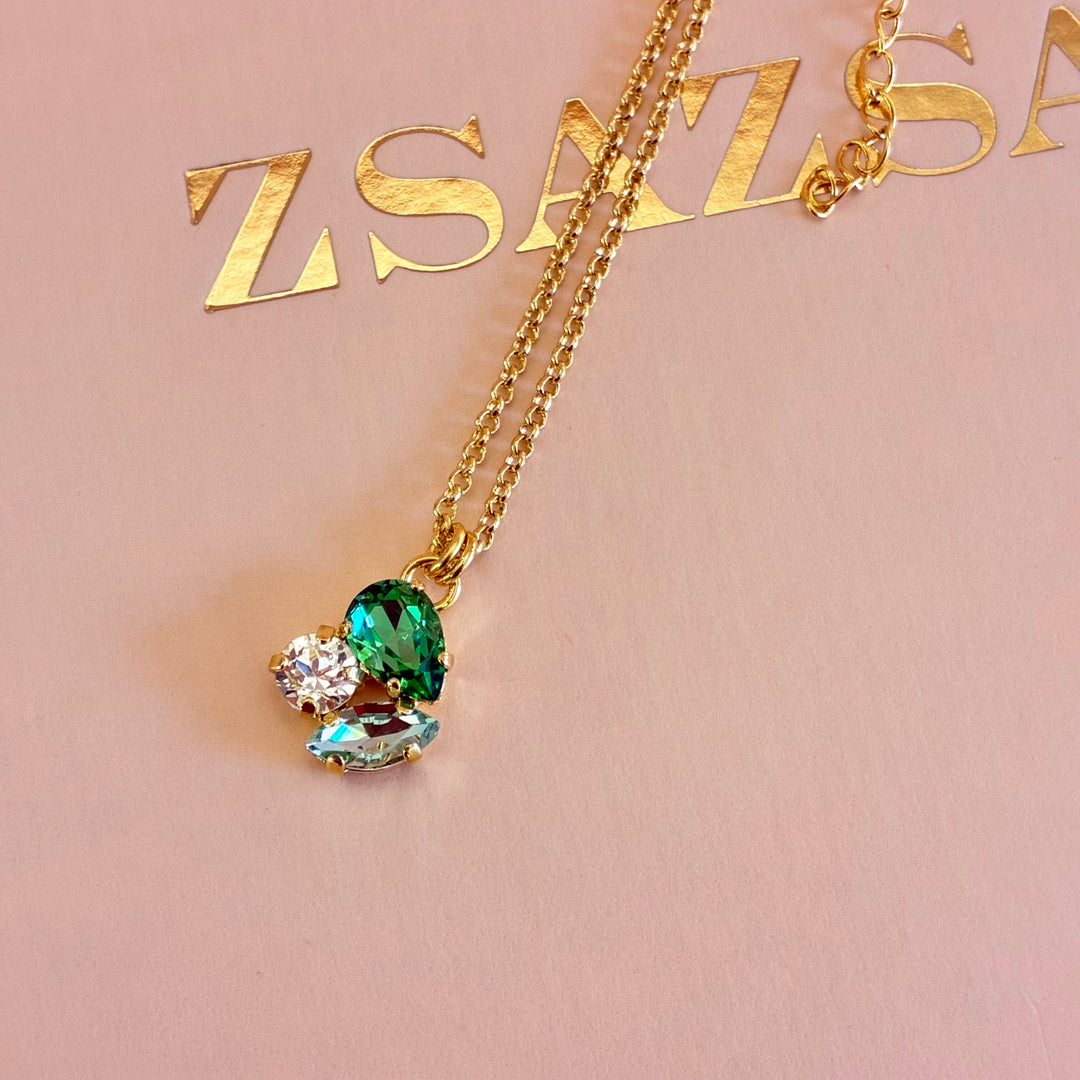 Dainty green Swarovski crystals pendant
