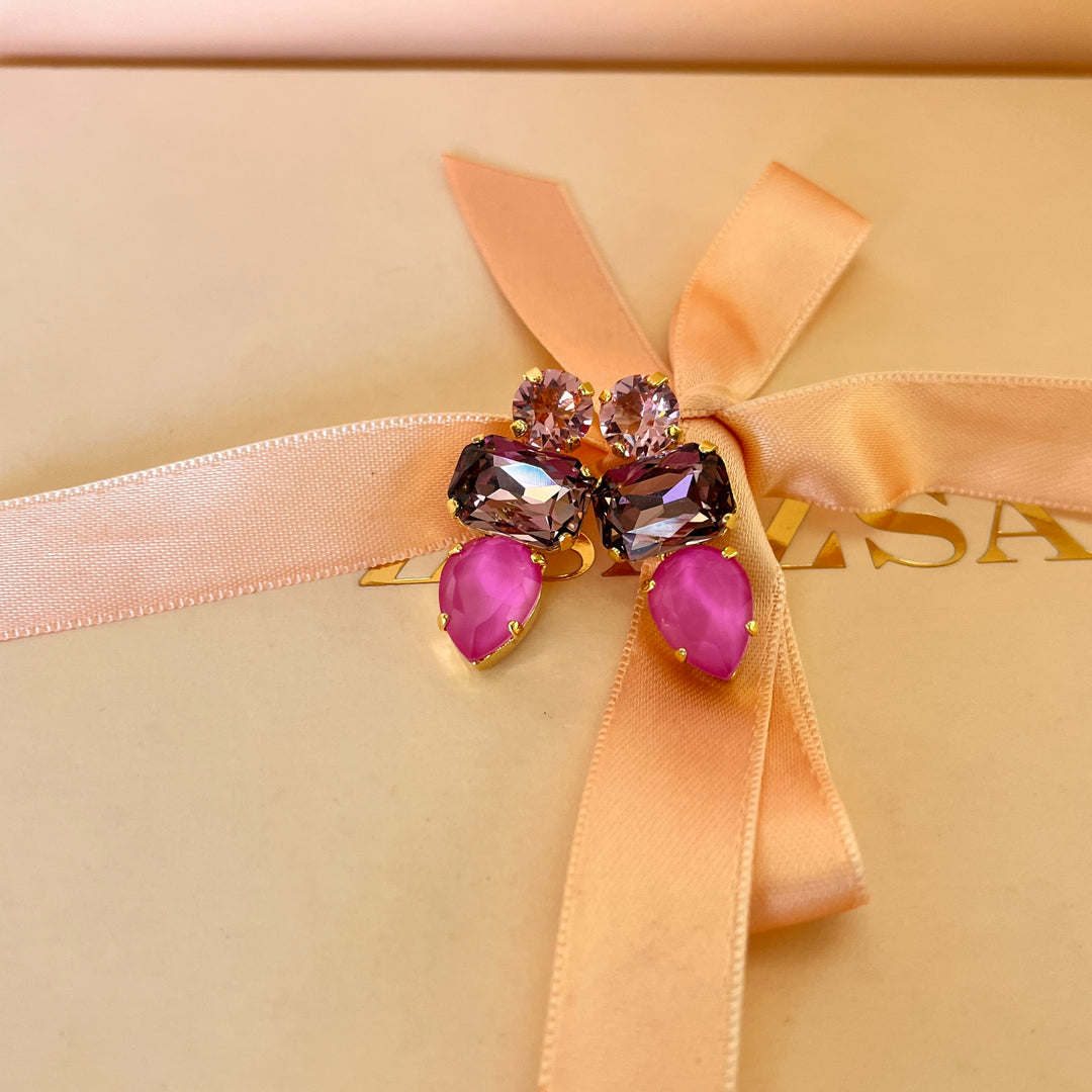Pink and mauve Swarovski crystals set