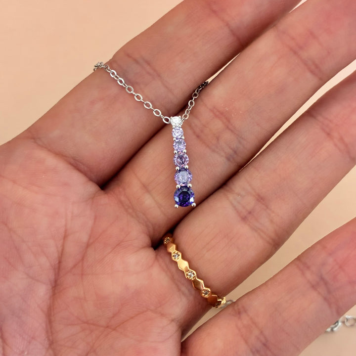 Shades of purple dainty silver set