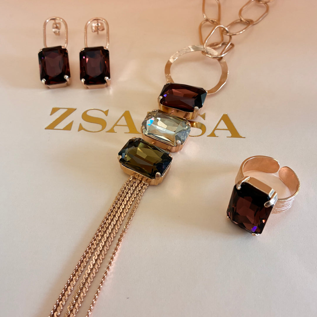 Handmade Rose gold Swarovski crystals set