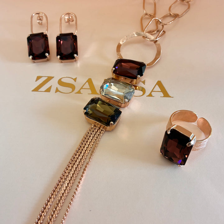 Handmade Rose gold Swarovski crystals set