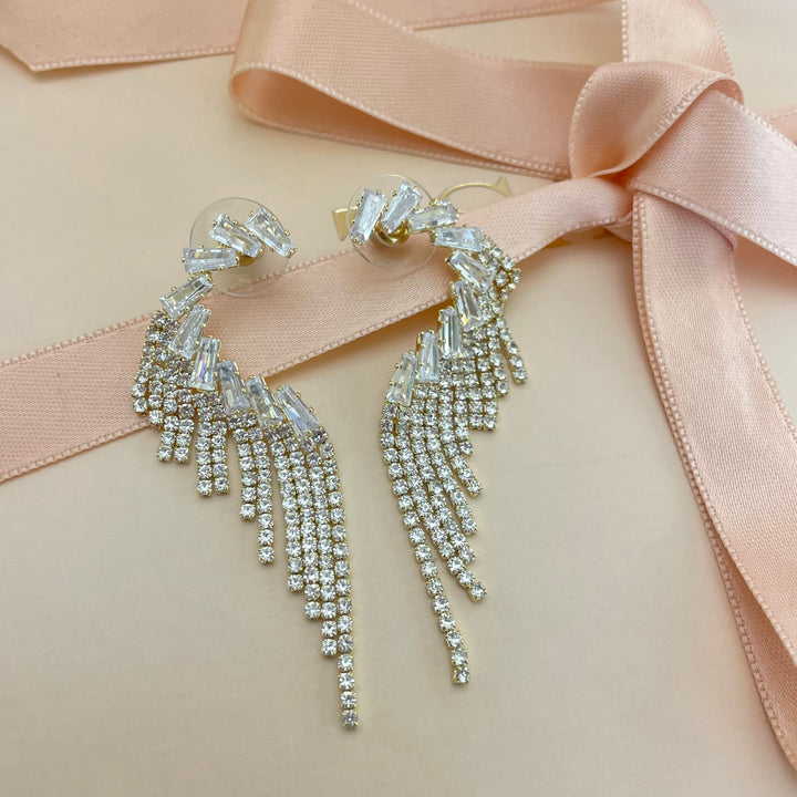 Baguette fringe earrings