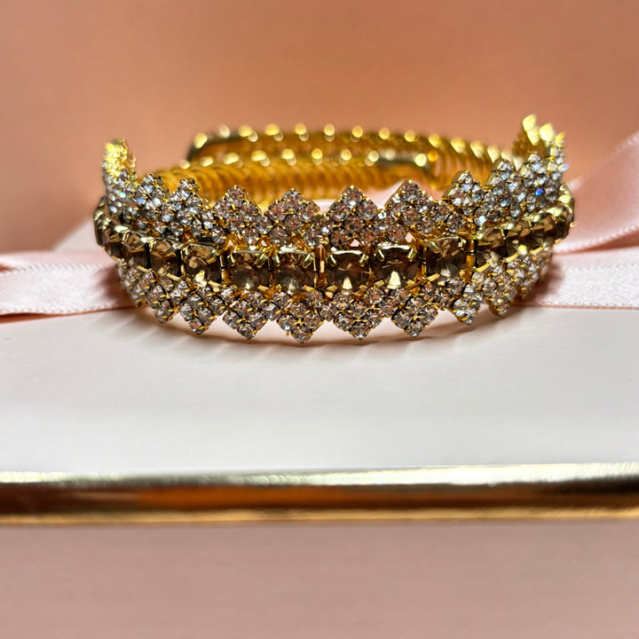 Bronze Rhinestone gold plated  bangle
