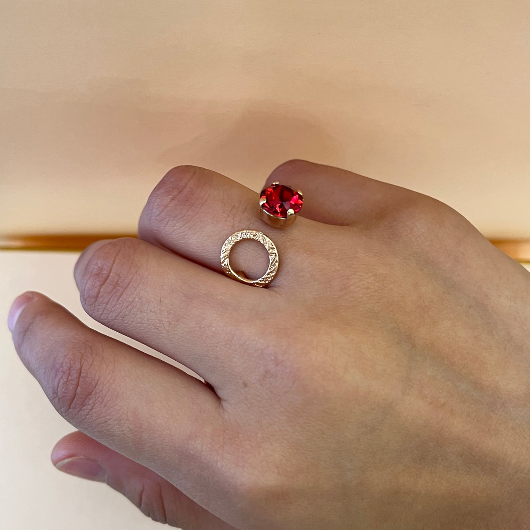 Red & Round Swarovski Crystals ring