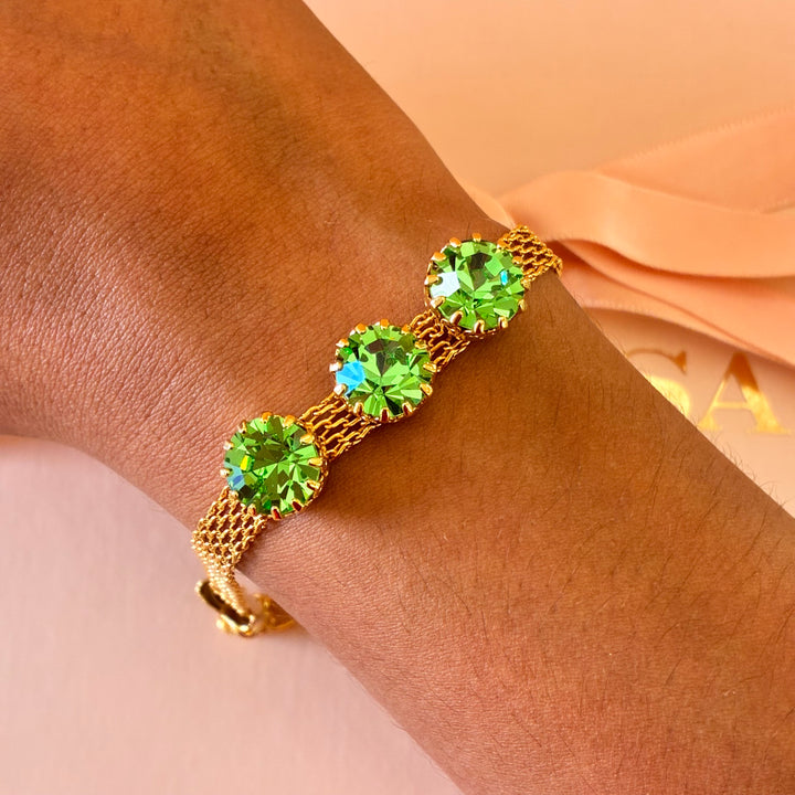 3 green stones Preciosa crystals bracelet