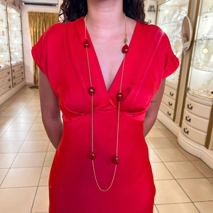 Statement red resin with champagne Swarovski crystals set