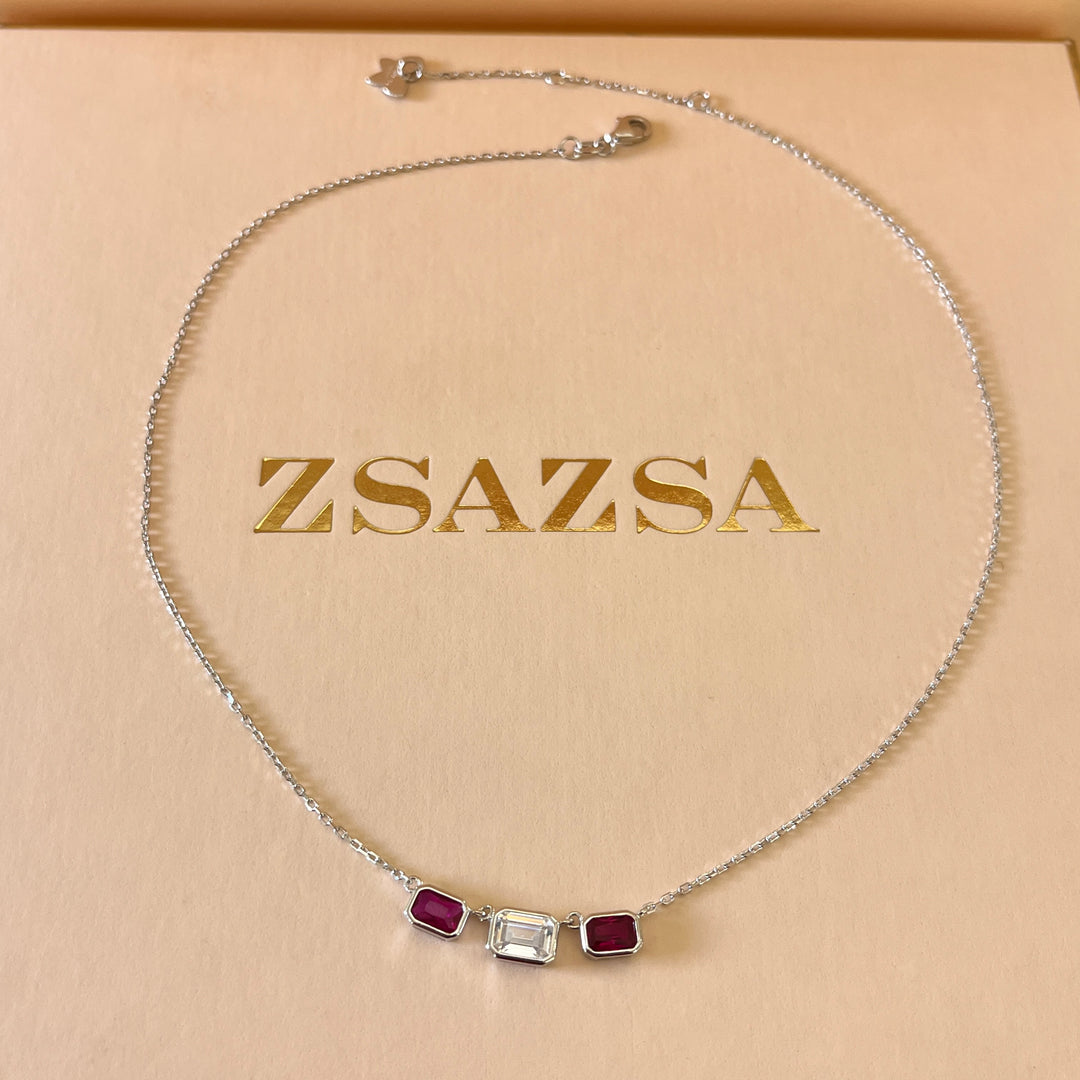 Red rectangular zircone set