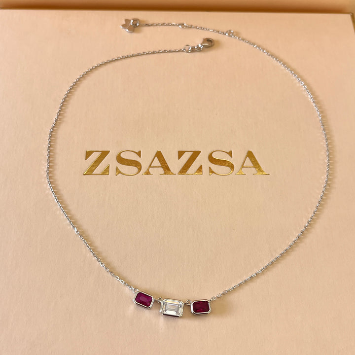 Red rectangular zircone set