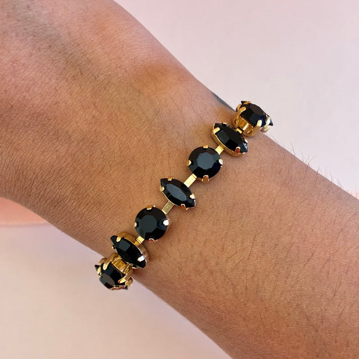 Marquise and round black preciosa crystals bracelet