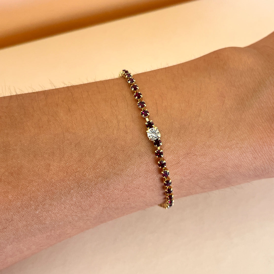 Dark red Swarovski crystals bracelet