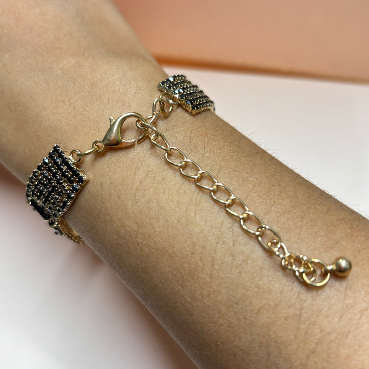 Black Rhinestone gold bracelet