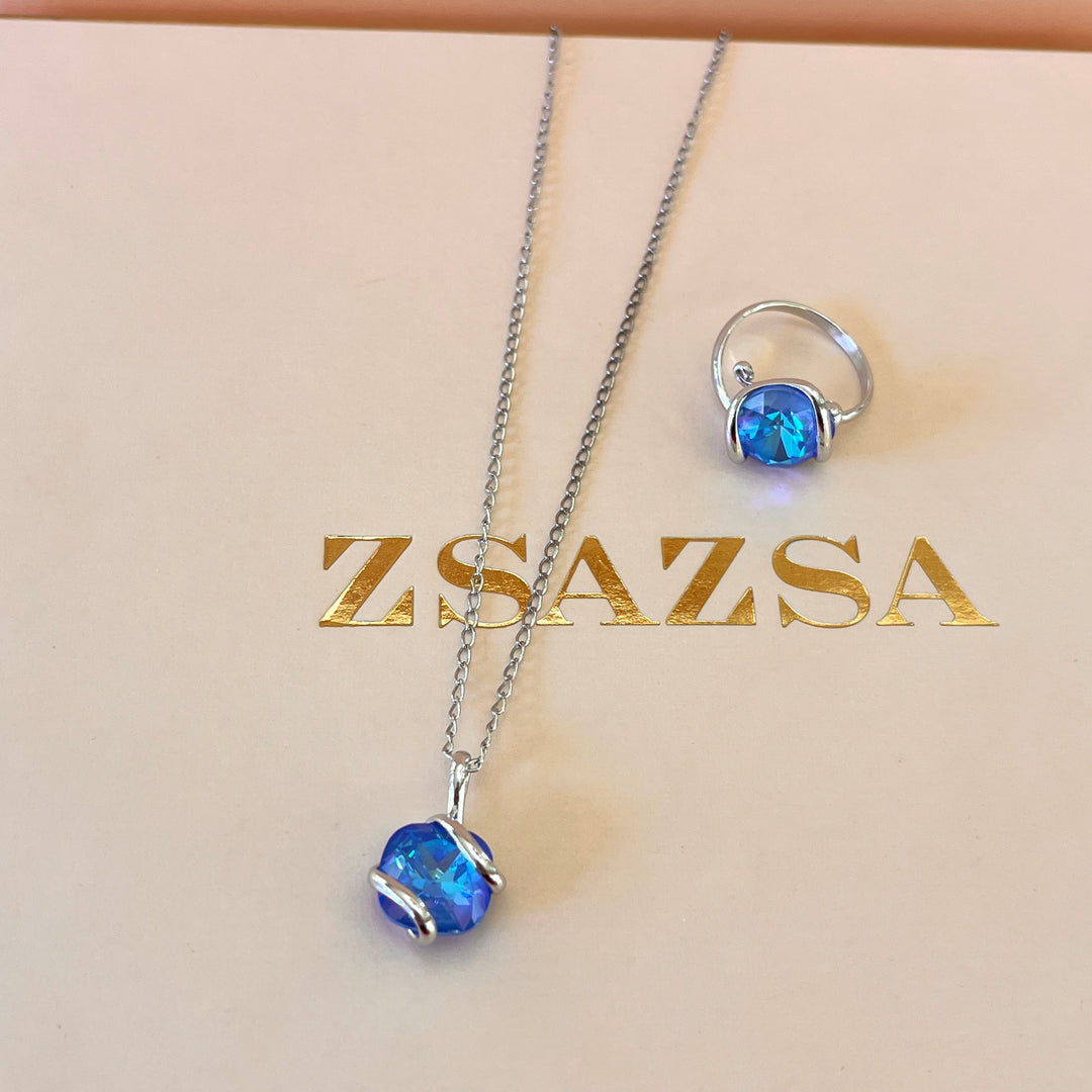 Intense light blue murano pendant & ring