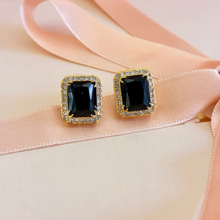 Rectangular black zircone studs