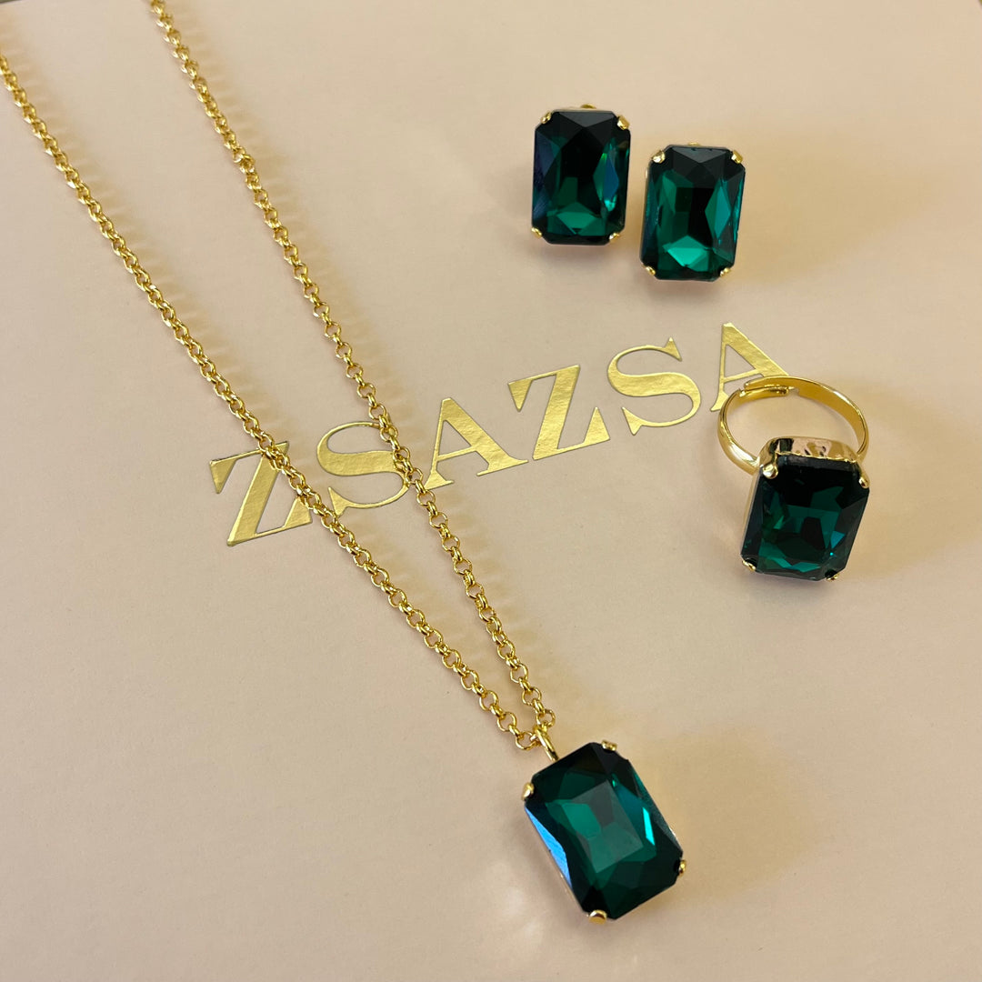 Green Swarovski crystals set
