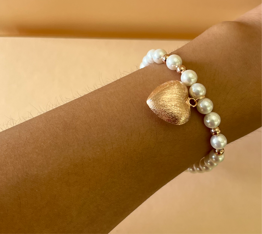 Heart rose gold & pearls set