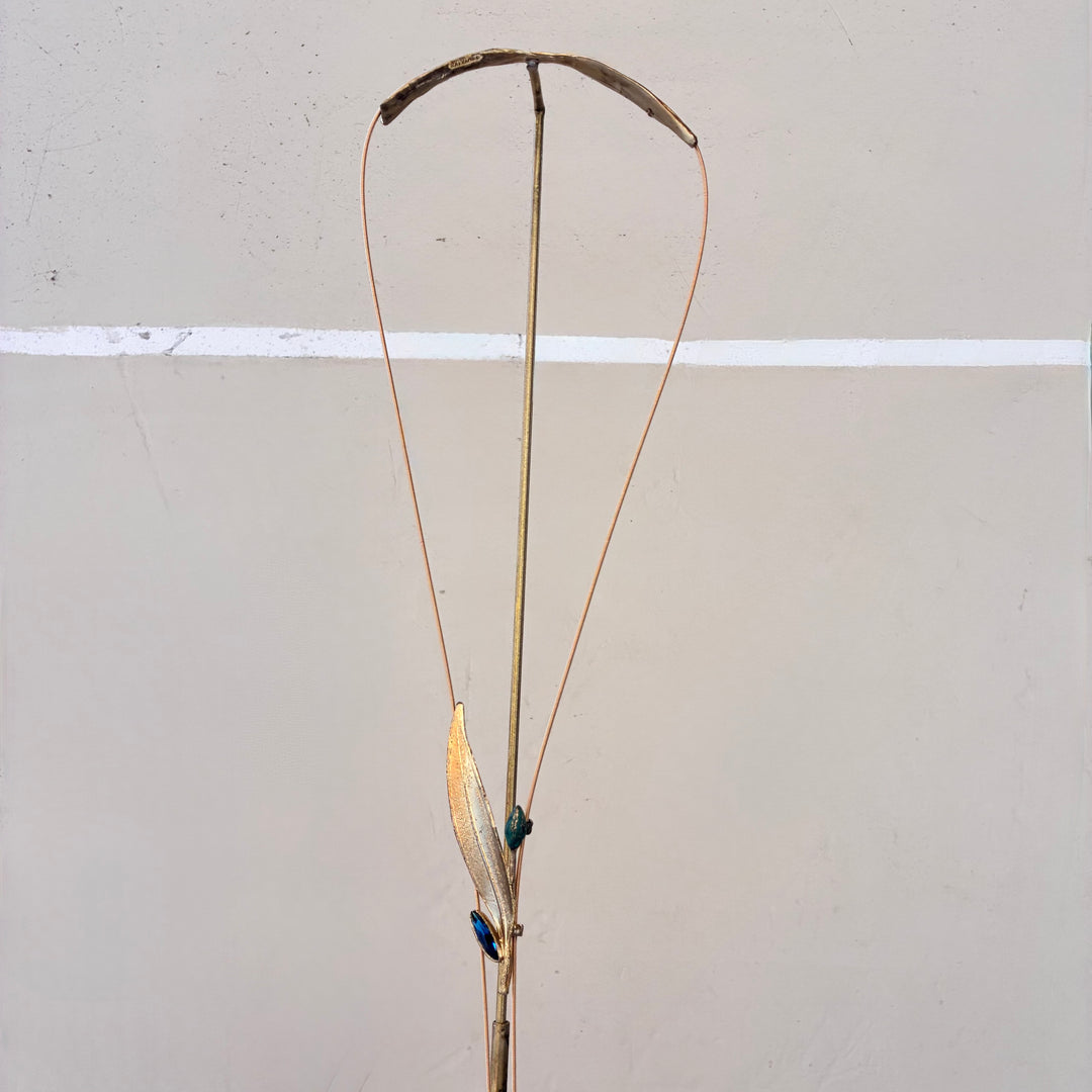 Handmade leafs navy blue Swarovski necklace