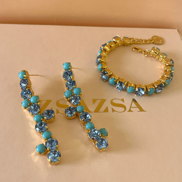 Turquoise & light blue earrings and bracelet