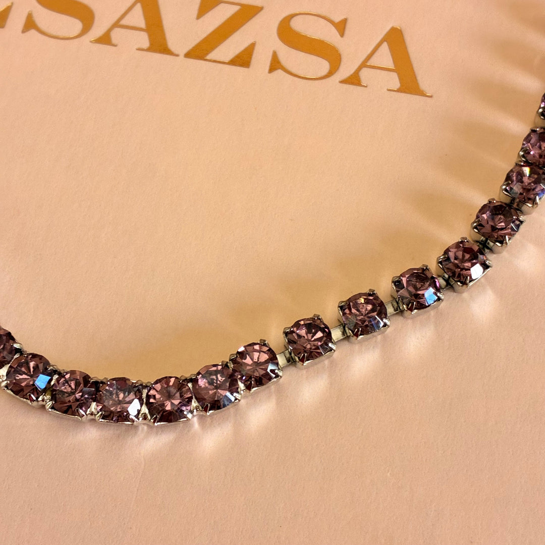 Mauve Preciosa crystals silver set